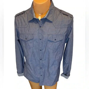 Twice Men’s Western Shirt Long Sleeve Pearl Snaps Roll Tab Sleeve